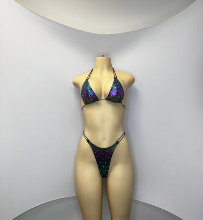10B Set Susi – Rhinestone Micro Bikini – Exotic Dancer Stagewear for Women – Stage & Clubwear Outfit King Thong