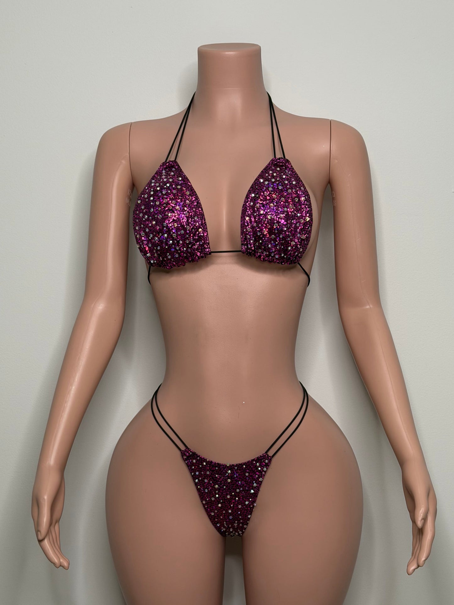 10B Set Susi XL – Rhinestone Micro Bikini – Stripper Dancewear for Women – Stage & Clubwear Outfit King Thong