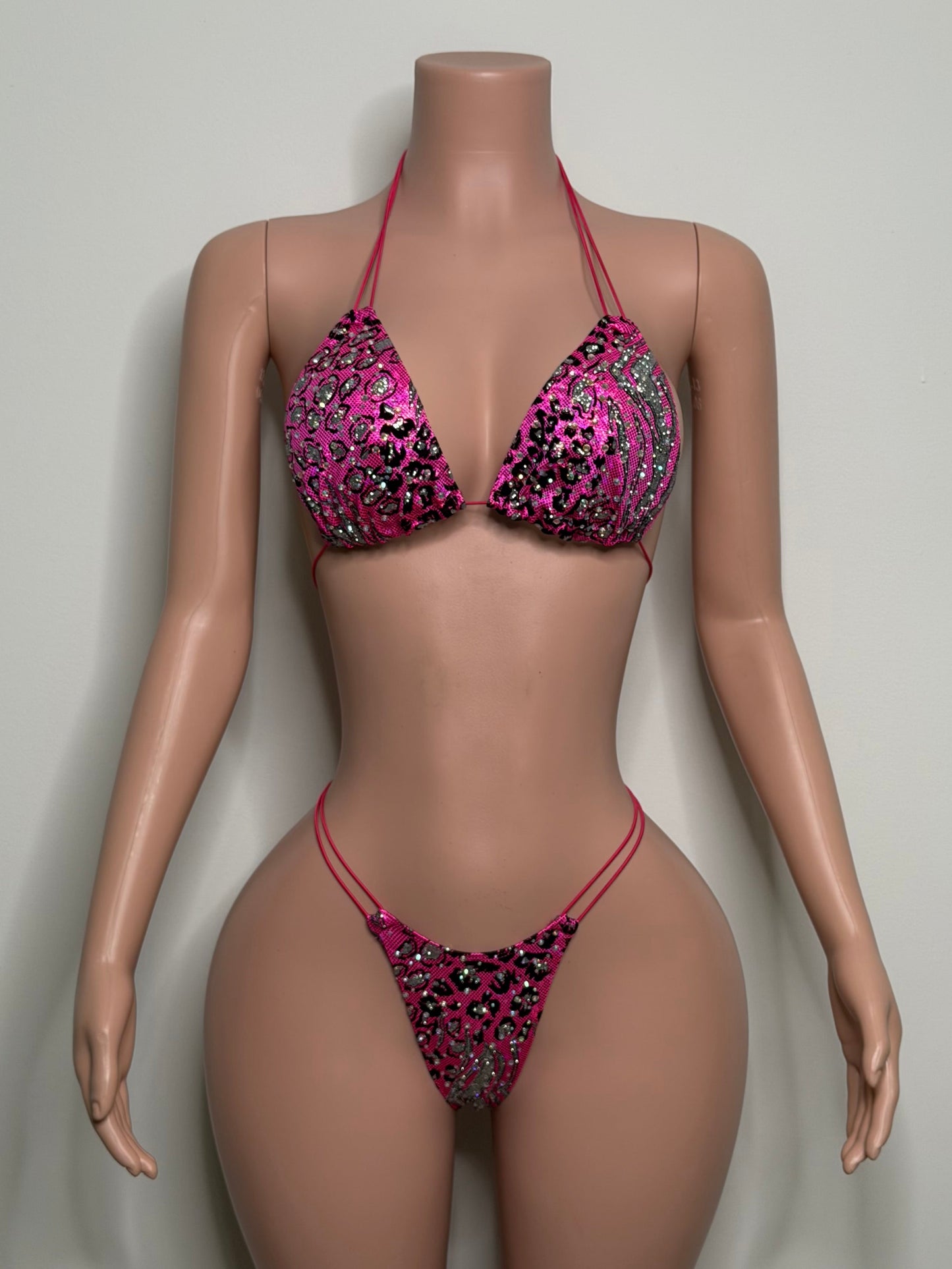 10B Set Susi XL – Rhinestone Micro Bikini – Stripper Dancewear for Women – Stage & Clubwear Outfit King Thong