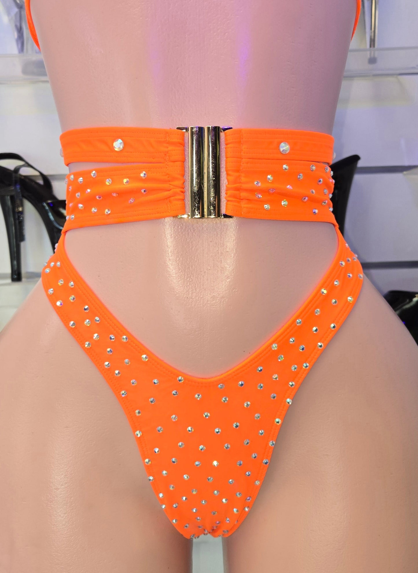 10B Alejandra Set – Rhinestone Stripper Bikini Handmade for Club Performers