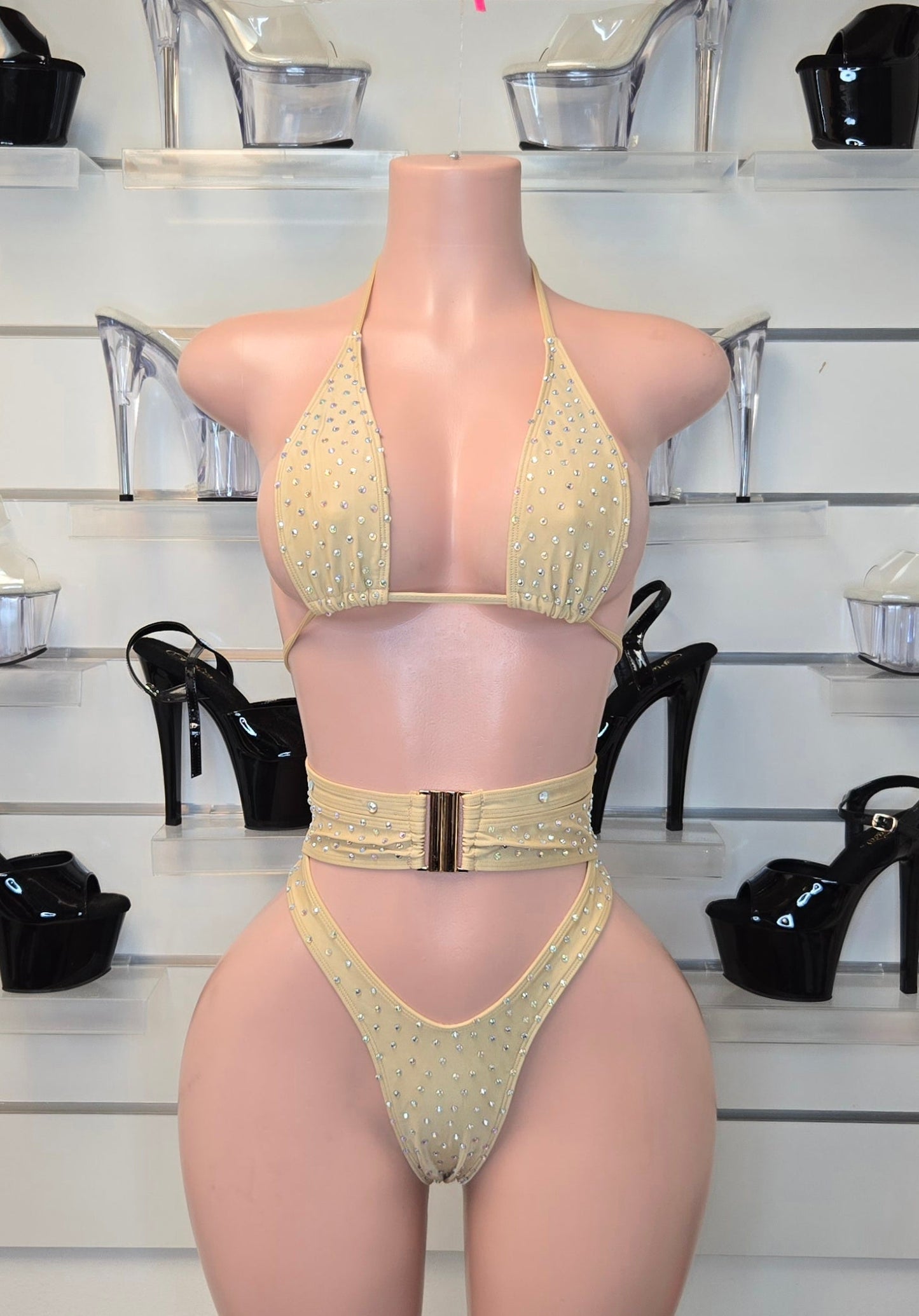 10B Alejandra Set – Rhinestone Stripper Bikini Handmade for Club Performers