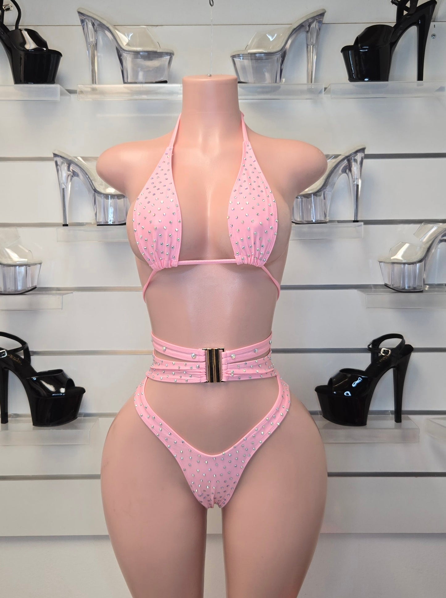 10B Alejandra Set – Rhinestone Stripper Bikini Handmade for Club Performers