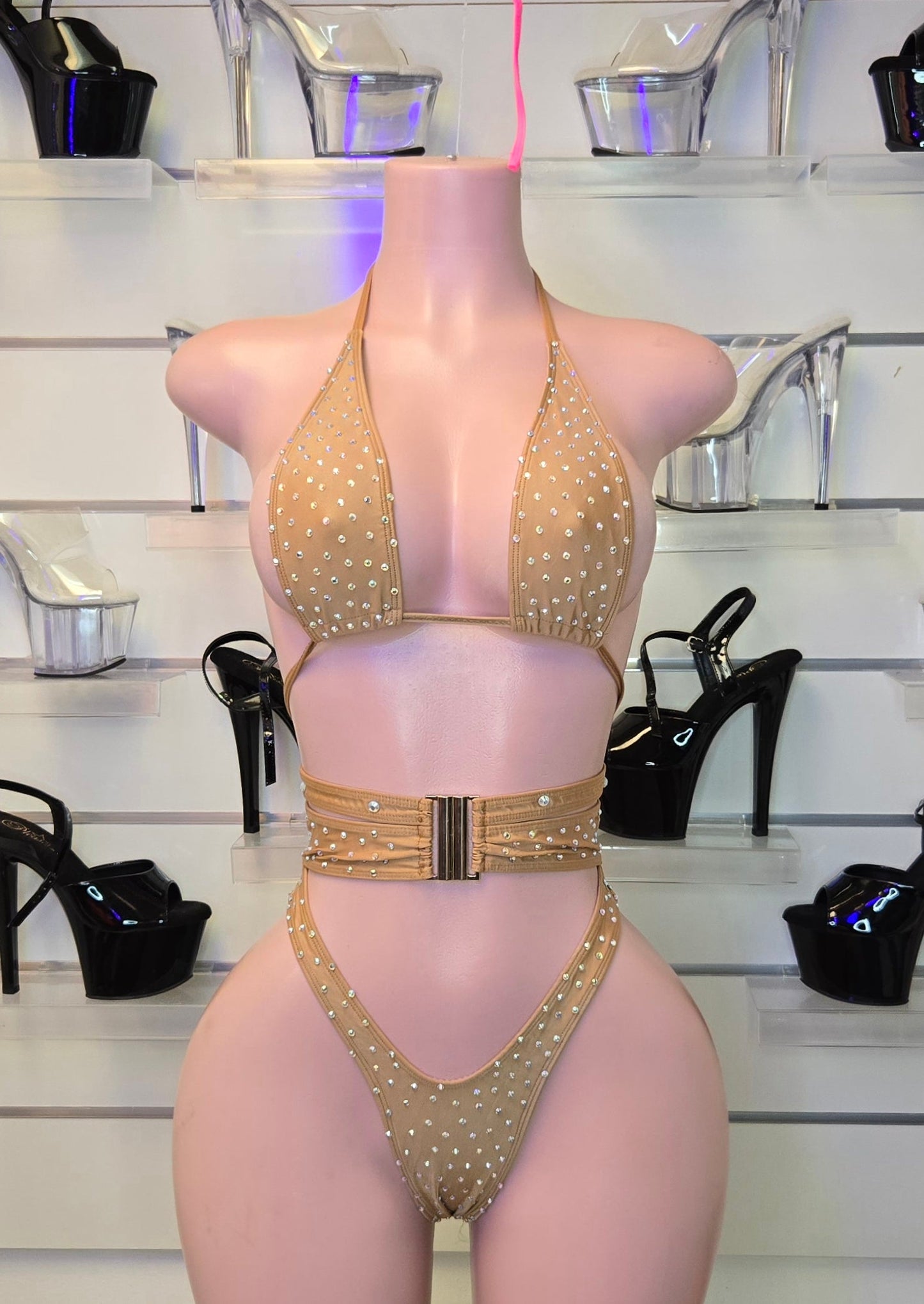 10B Alejandra Set – Rhinestone Stripper Bikini Handmade for Club Performers