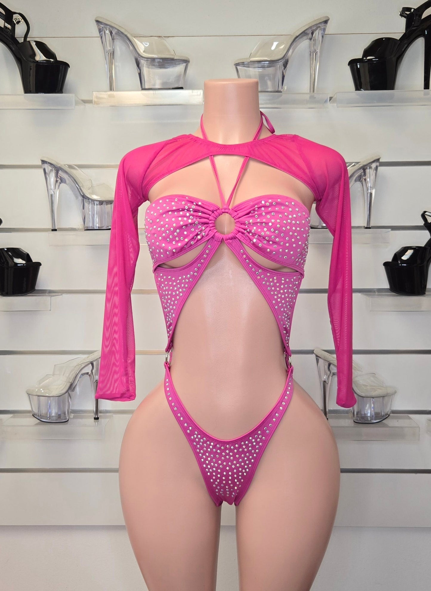 10A Short Sleeve Bodysuit With Rhinestones